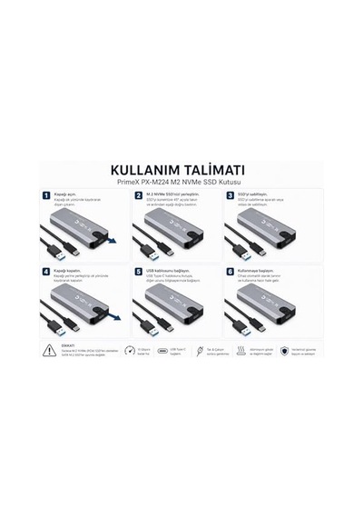 Px-m224 M.2 Nvme Ssd Kutusu, Type-c Usb 3.1/3.2 Harici Ssd Kutu, Pcıe Nvme M.2 Ssd Uyumlu Alüminyum Taşınabilir Disk