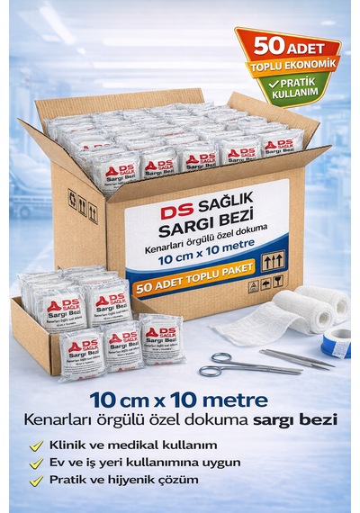 Sargı Bezi 10x10 Metre 50 Li Koli Kenarları Örgülü Özel Dokuma Toplu Paket