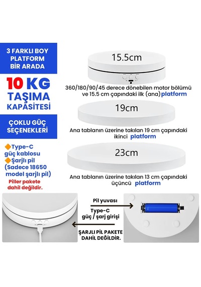 Upway 360 Dönebilen Kumandalı 3 İn 1 Ürün Teşhir Ve Çekim Standı 23 Cm Tabla Akıllı Salınım Modu