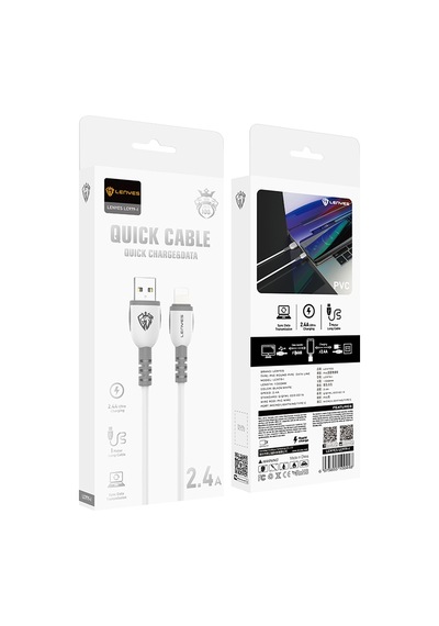 Lenyes Lc979 Usb-a To Lightning Hızlı Şarj Özellikli Data Ve Şarj Kablosu 2.4a 1m Beyaz Beyaz
