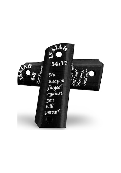 Rigor Universe Colt 1911 Uyumlu Tabanca Kabzası Grip Petg 3d Baskı Ayetli Isaiah 54:17 6:8 Siyah