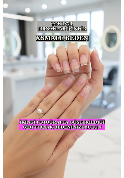 100 Adet Xsmall Mat Kare Takma Tırnak Seti Orta Uzunlukta Yapıştırıcı Hediyeli. Tam Elinize Göre Xsmall