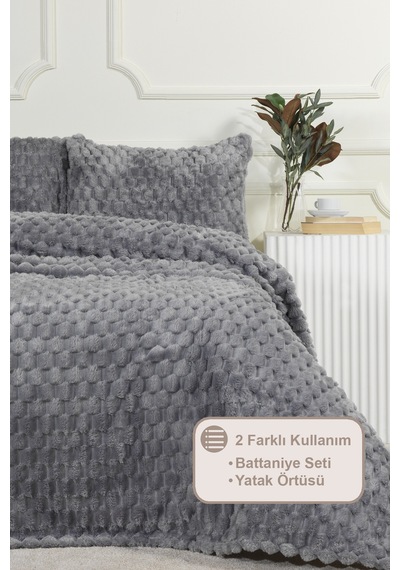 Elart Polen Battaniye Seti Tek Kişilik Wellsoft 2 Parça 180x240 Cm Antrasit Antrasit