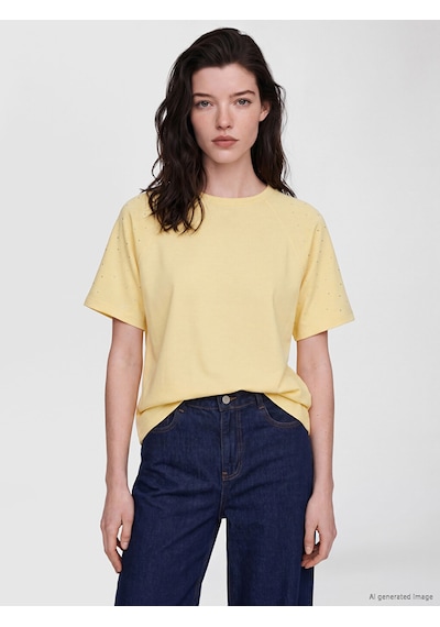 Lcw Comfort Bej Soft Touch Taşlı Bluz