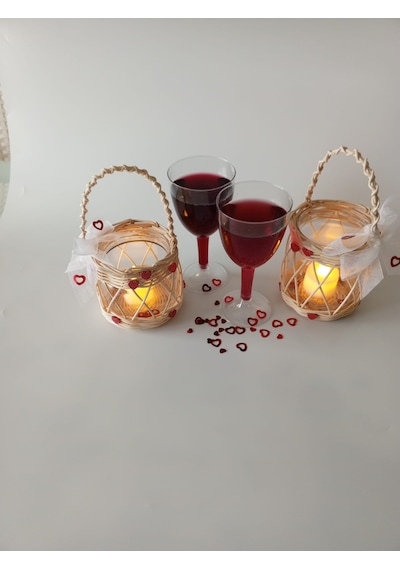 Love Mumluk 2'li Beyaz Tül Ve Kırmızı Kalp Arajmanlı