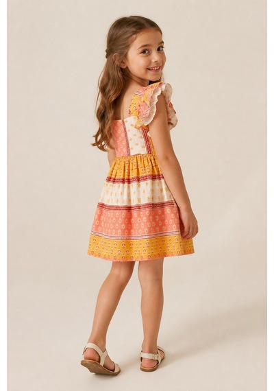 Eray Alp Kids Kız Çocuk Çok Renkli Fırfırlı Elbise Yazlık Günlük Model
