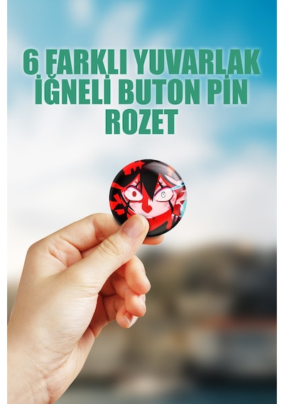 Black Clover Çanta Süsü Rozet İğneli Buton Rozet Seti 6 Adet Çok Renkli