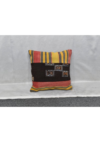 Zehra Abla Halı Yeni El Dokuma Patchwork Kırkyama Dekoratif Kilim Kırlent Yastık Kılıfı 6001