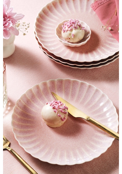 Kütahya Porselen Bone Rosy 4 Parça 21 Cm Pasta Tabağı Çok Renkli