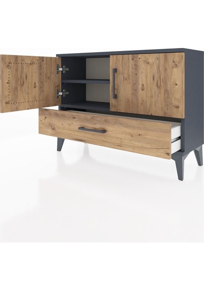 Arges Şifonyer 2 Raflı Tek Çekmeceli 2 Kapaklı 88x30x64 Antrasit-çam Antrasit