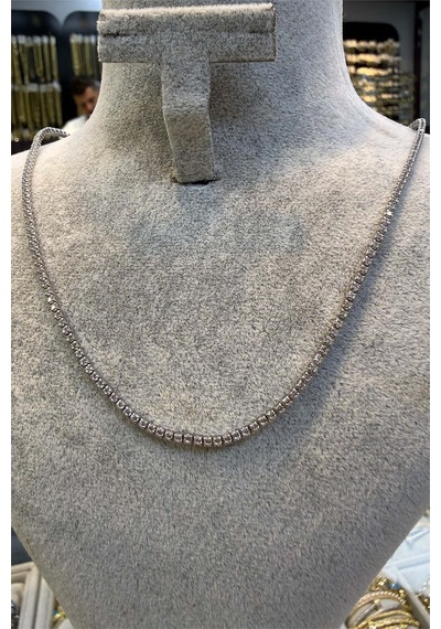 2 Mm Çelik Silver Renk Kolye 45 Cm Beyaz