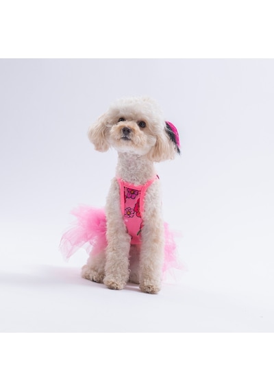 Pink Wildflowers Pembe Çiçek Desenli Kedi Köpek Elbisesi - Kedi Köpek Kıyafeti