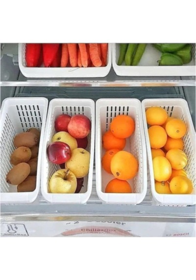 4 Adet Buzdolabı Düzenleyici, Dolap Içi Düzenleyici Organizer Beyaz