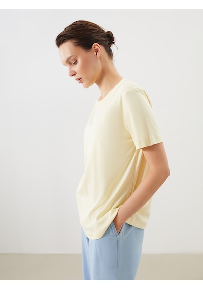 Lcw Comfort Sarı %100 Pamuklu Kadın Tişört