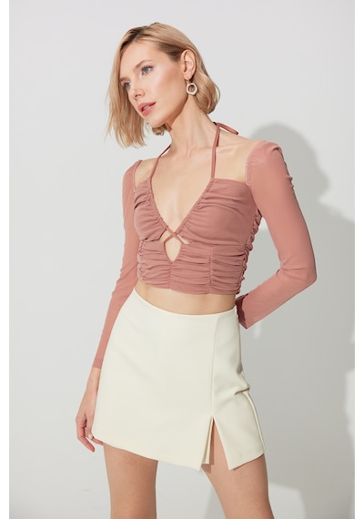 Sherin Pembe Göğüs Dekolteli Fermuarlı Büstiyer SS23CT4731PE-PEMBE Pembe