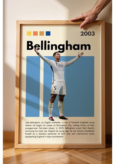 Jude Bellingham Çerçeveli Tablo - Dekoratif Çerçeveli Futbolcu Poster Tablo