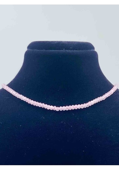 Pembe Kuvars Doğal Taş Kolye Faset Kesim 2 3 Mm Mor