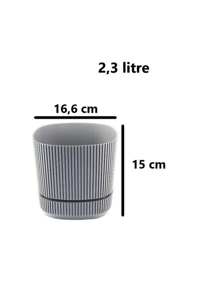 Omnipazar Krs-243 Pera Kare Dekoratif Kaktus Sukulent Saksı 2,3 Litre No 3 Gri
