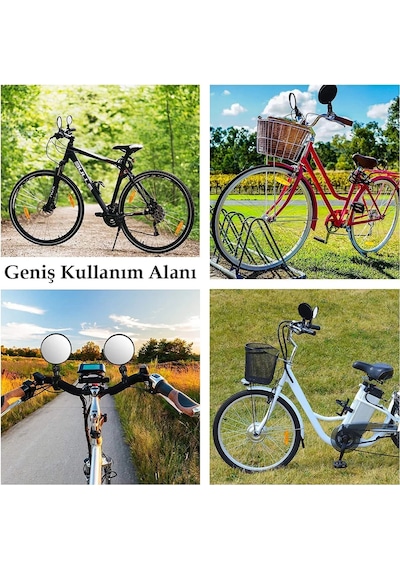 Elektrikli Scooter Bisiklet Dikiz Aynası, Tüm Bisikletlerle Uyumlu, 8 Cm Çap, Gidon Kelepçesi, 360 Derece, 2 Adet,
