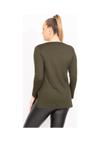 Şans Kadın Haki Payet Detaylı Bluz 65n35471-haki Haki