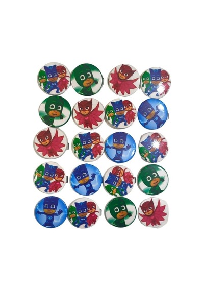 Premium Kutlama Süs Parti Süsü Pj Mask 20 Li Rozet Çok Renkli