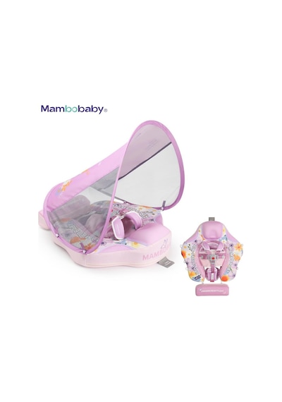 Mambobaby Yüzme Simidi - Flower Bush, Emniyetli, Gölgelikli Ve Ayak Destekli