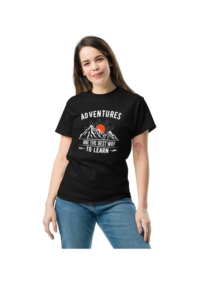 Wildstyle Adventures Are The Best Way To Learn Baskılı Kamp Doğa Unisex Pamuklu Tişört Siyah