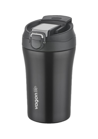 Vagonlife Fiftyfifty Çift Kapak Sistemli Pipetli/pipetsiz 400ml Çelik Mug Ff2004vgn Siyah