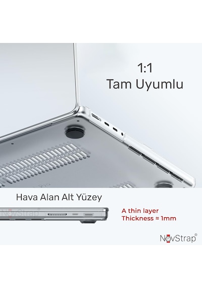Novstrap Apple Uyumlu MacBook Pro 14 İnç M5 Çip A3434 İle Kılıf Sert Parlak Koruma Kapağı Şeffaf Karışık Çok Renkli
