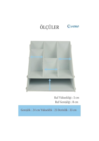 Evene Dosya Düzenleyici Masa Üstü Organizer Ahşap Evrak Raflı Model 4, Beyaz