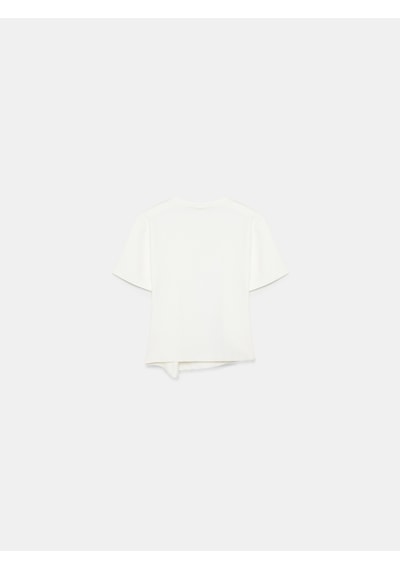 Dilvin 32445 Aksesuar Detaylı Basic T-shirt-ekru Dilvin 32445 Aksesuar Detaylı Basic T-shirt-ekru