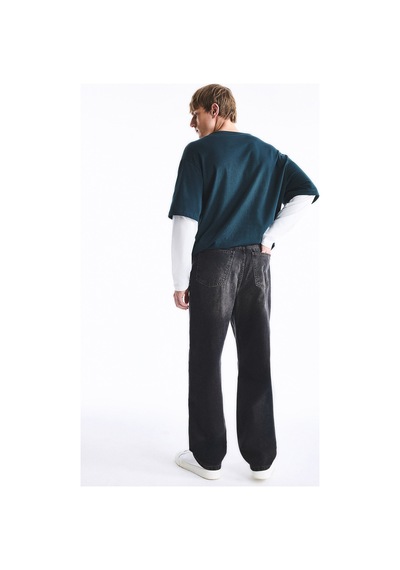Defacto Baggy Fit Normal Bel Geniş Paça Jean Pantolon H2983ax26aunm40 Siyah-nm40