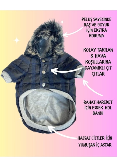 Kemique Black Navy Comfie Köpek Montu Ceketi Köpek Dış Giyim