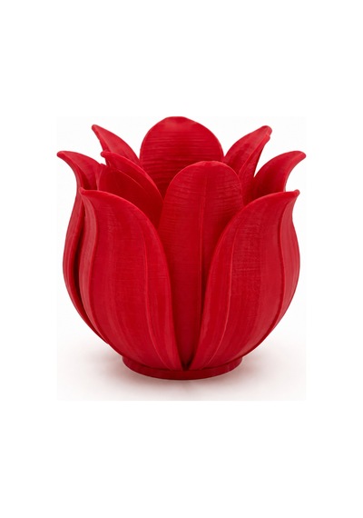 3d Baskı Lotus Yapraklı Vazo - Dekoratif Çiçeklik-kırmızı Çok Renkli