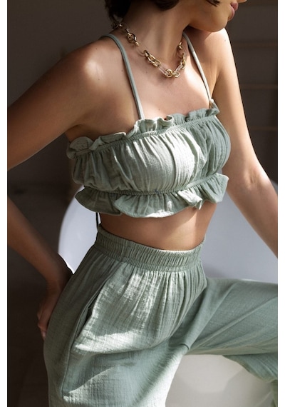 Mai Collection Mai Studios Co. Harvey Çağla Müslin Crop Takım Çağla