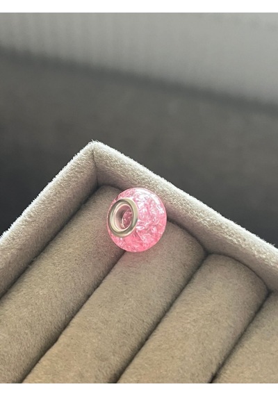 Kırık Buz Murano Pembe Gümüş Kaplama