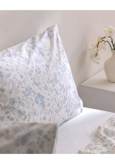 Madame Coco Laurance King Size %100 Pamuk Karde Baskılı Çarşaflı Pike Takımı - Mavi/bej 8684427311219 Çok Renkli