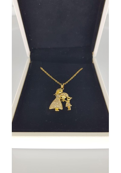 Anne Kız Öğretmen Hediye Çelik Kolye Gold