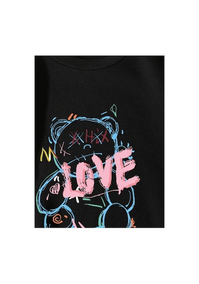Magors Stıl-x Sevgililer Gününe Özel Love Baskılı Sevimli Ayıcık Desenli Oversıze Sweatshırt Siyah Magors Stıl-x Sevgililer Gününe Özel Love Baskılı Sevimli Ayıcık Desenli Oversıze Sweatshırt Siyah