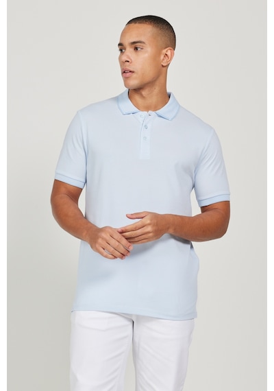 Ac&Co / Altınyıldız Classics 4A4820200047AmvXL Düğmeli Polo Yaka Cepsiz Slim Fit Erkek Tişört Açık Mavi