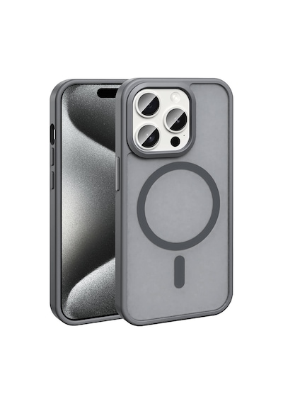 Apple Uyumlu iPhone 15 Pro Max Kılıf Magsafe Destekli Kamera Yükseltili Silikon Mat Parmak İzi Tutmayan Celikaksesuar Siyah