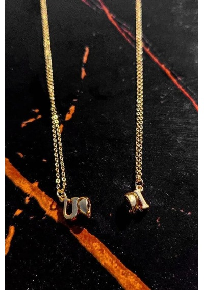 Gold I Love You Mıknatıslı Sevgili Çift İkili Kolye Çok Renkli
