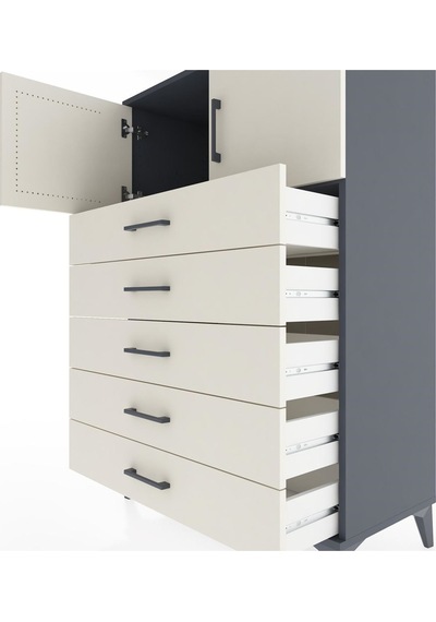 Hyperion Dolap Tek Raflı 5 Çekmeceli 2 Kapaklı 88x44x134 Antrasit-aytaşı Antrasit Hyperion Dolap Tek Raflı 5 Çekmeceli 2 Kapaklı 88x44x134 Antrasit-aytaşı Antrasit