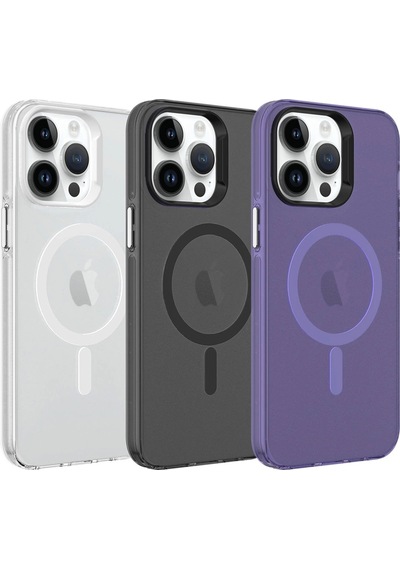Apple Uyumlu iPhone 14 Pro Kılıf Zore M-safe Şarj Özellikli Buzlu Transparan C-pro Sert Kapak
