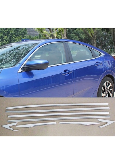 Honda Civic Fc5 Krom Komple Cam Çıtası 8 Parça Set