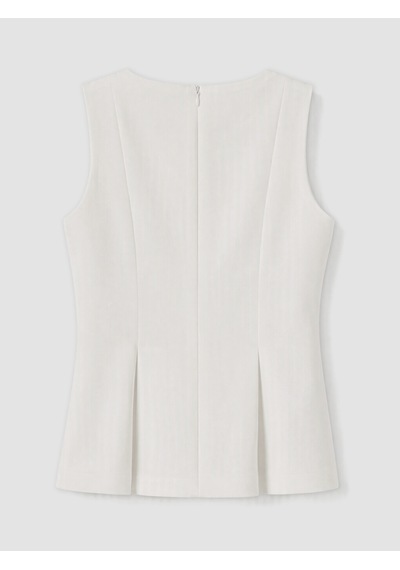 Lcw Comfort Beyaz Bisiklet Yaka Süs Düğmeli Peplum Bluz