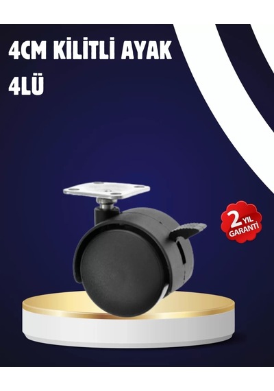 Home 4 Lü Kilitli Tekerlek Ayak 4 Cm Sessiz Ve Dayanıklı Çok Renkli