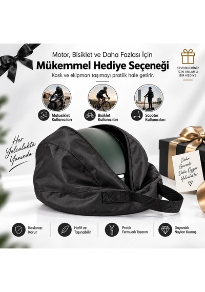 Tr Kask Taşıma Çantası Fermuarlı Geniş İç Hacimli Motosiklet Bisiklet Scooter Kask Çantası 44 X 28 X 24 Cm Al5 Genel