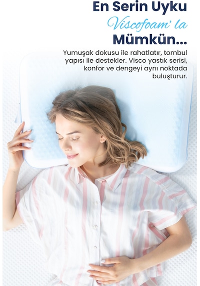 Viscofoam Lüks Terletmeyen Ortopedik Yastık Serinleten Visco Yastık Jelli Yastık 60x40x11cm