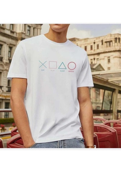 Kozia Outdoors Malkoçbey Play Game Baskılı Oversize Unisex Basic T-şihirt Beyaz Beyaz